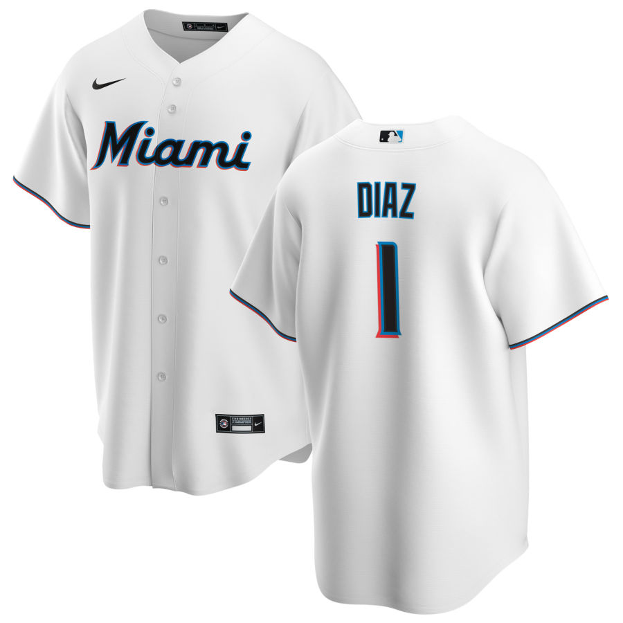 Nike Men #1 Isan Diaz Miami Marlins Baseball Jerseys Sale-White